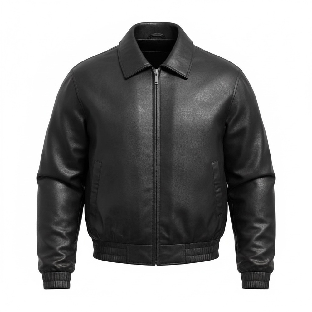 Vilanto Classic Black Authentic Leather Bomber Jacket Size L